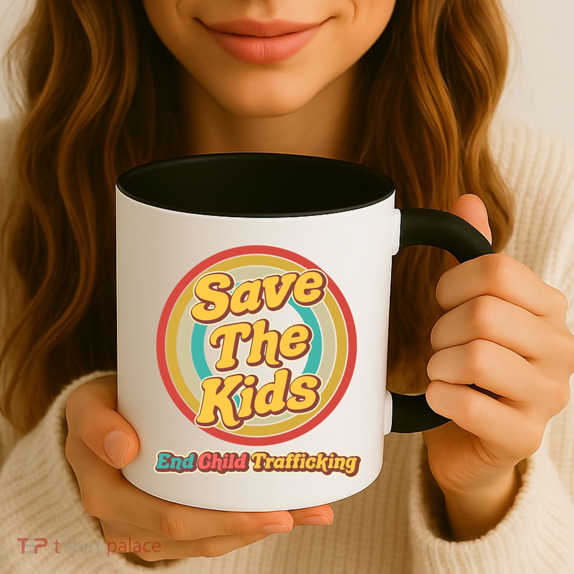 Retro Save The Kids End Child Trafficking Coffee Mug