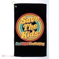 Retro Save The Kids End Child Trafficking Golf Towel thumb 0