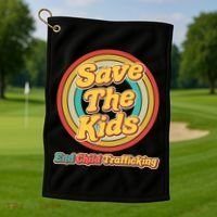 Retro Save The Kids End Child Trafficking Golf Towel thumb 1