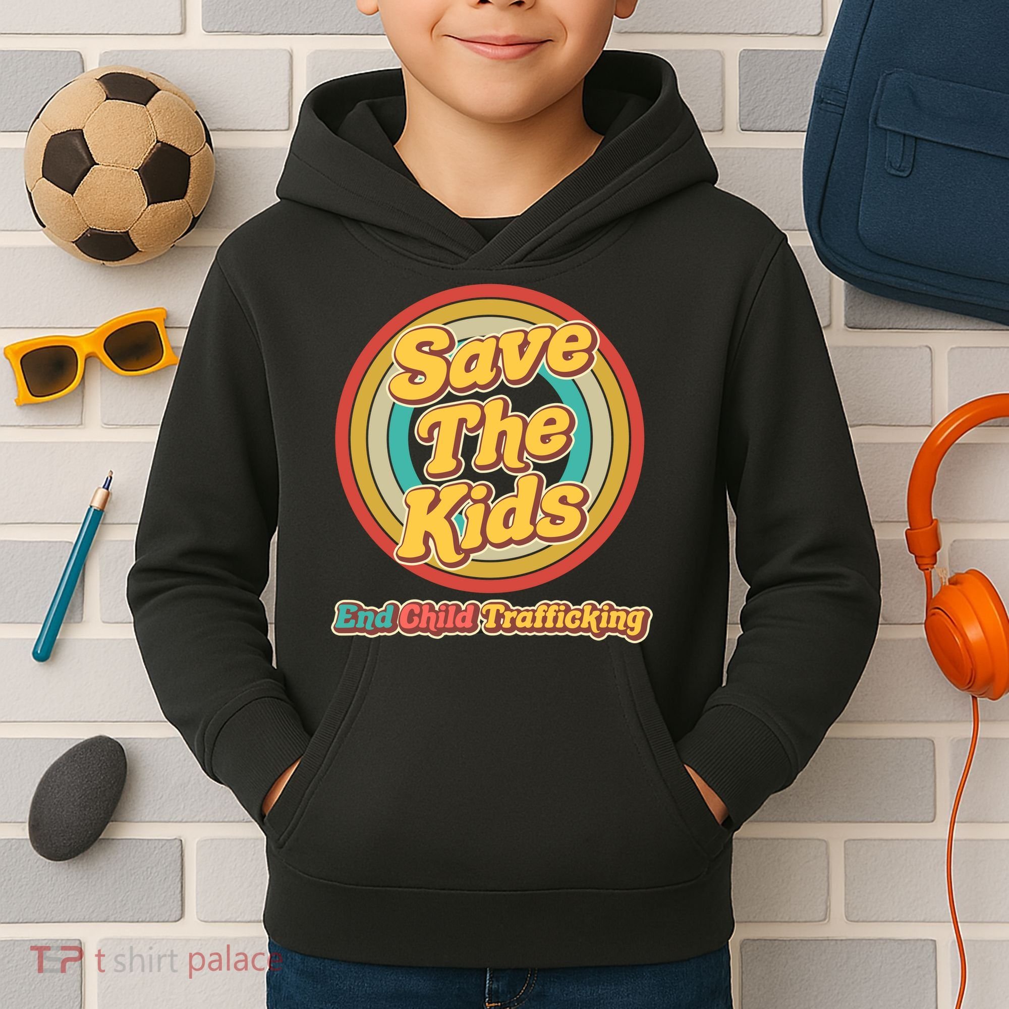 Retro Save The Kids End Child Trafficking Kids Hoodie