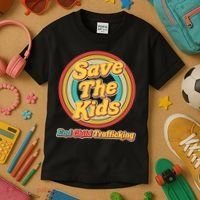 Retro Save The Kids End Child Trafficking Kids T-Shirt thumb 3