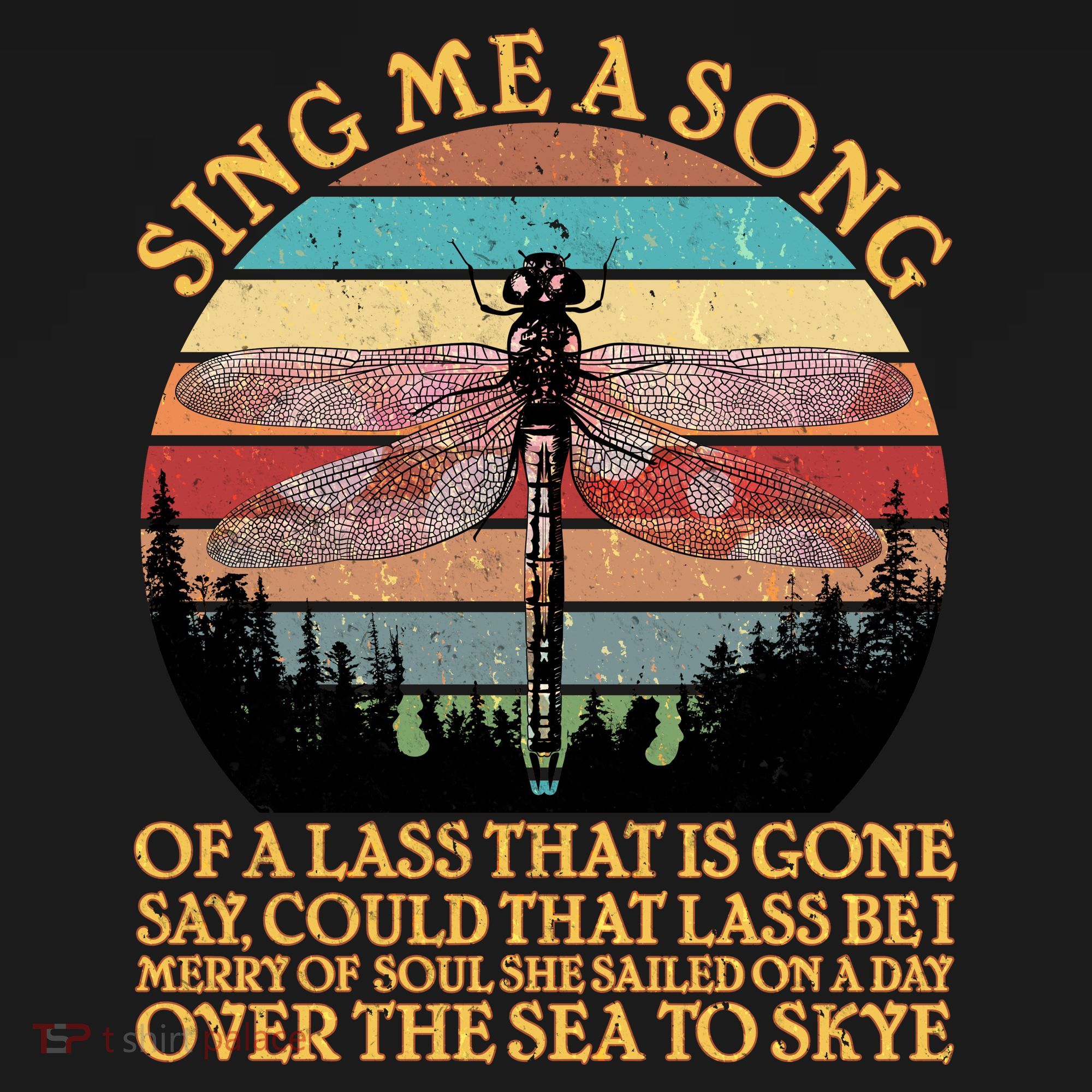 Retro Say Me A Song Dragonfly Sunset Bucket Hat