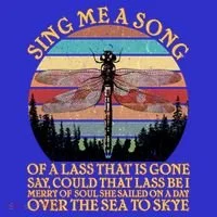 Retro Say Me A Song Dragonfly Sunset Button thumb 1