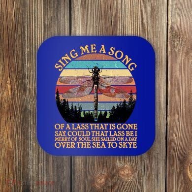 Retro Say Me A Song Dragonfly Sunset Coaster