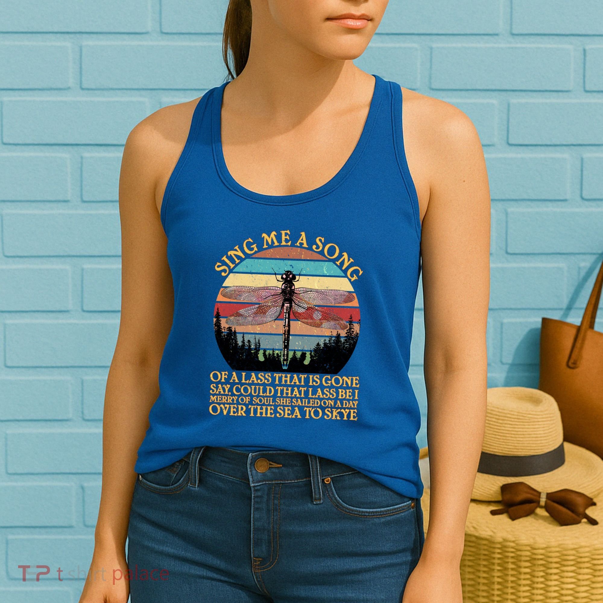 Retro Say Me A Song Dragonfly Sunset Women's Tank Top