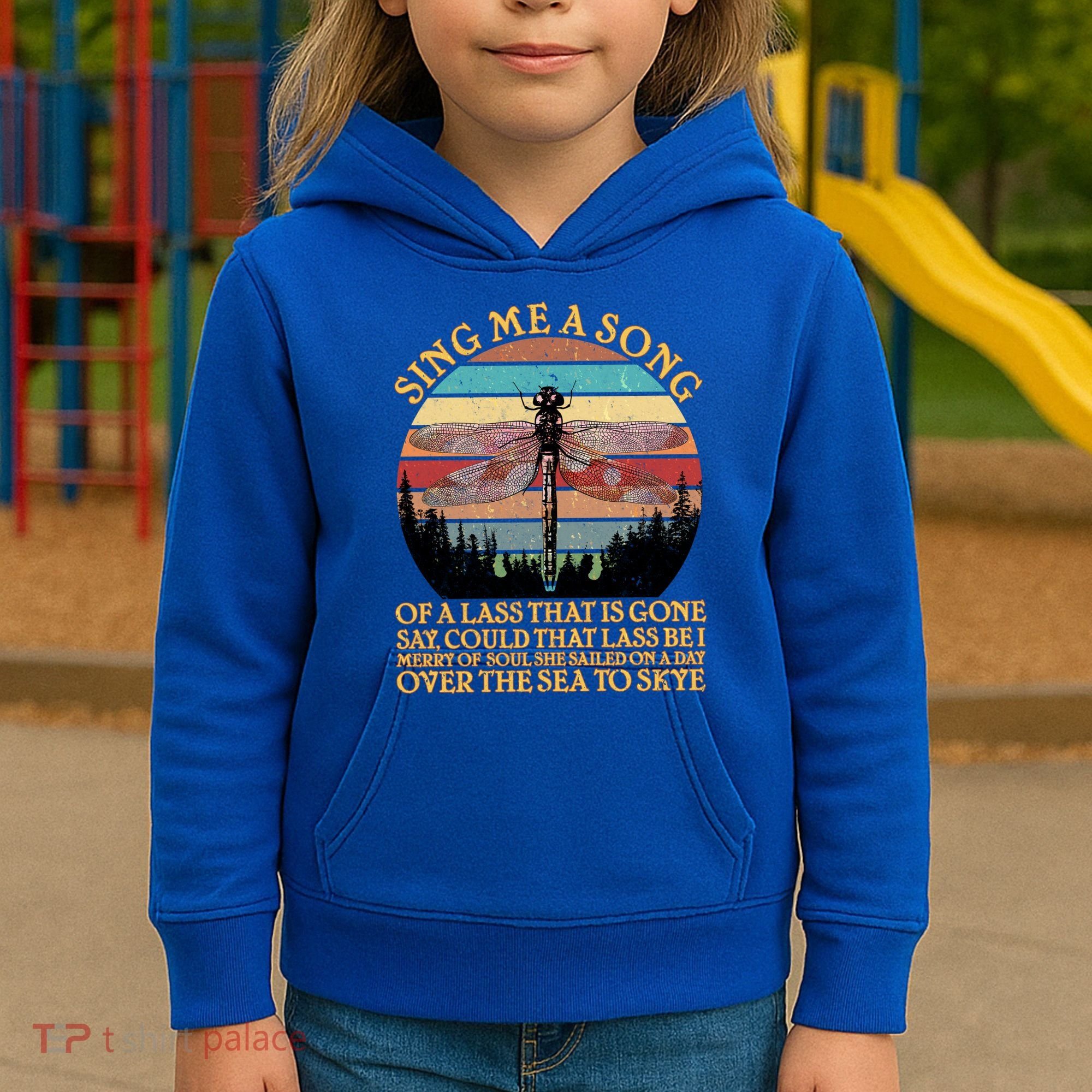 Retro Say Me A Song Dragonfly Sunset Kids Hoodie