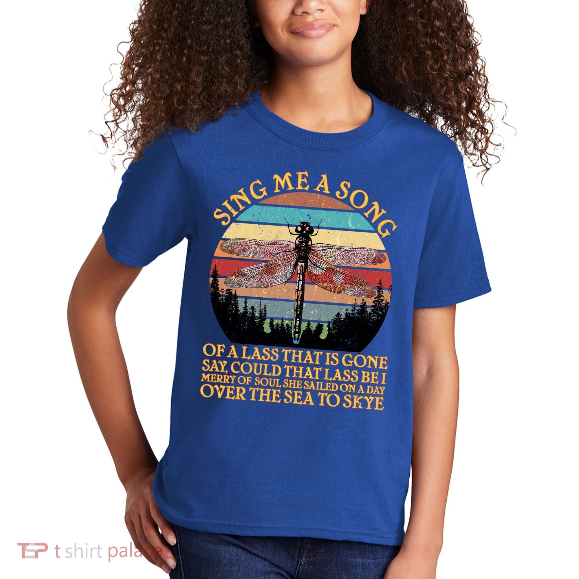 Retro Say Me A Song Dragonfly Sunset Kids T-Shirt