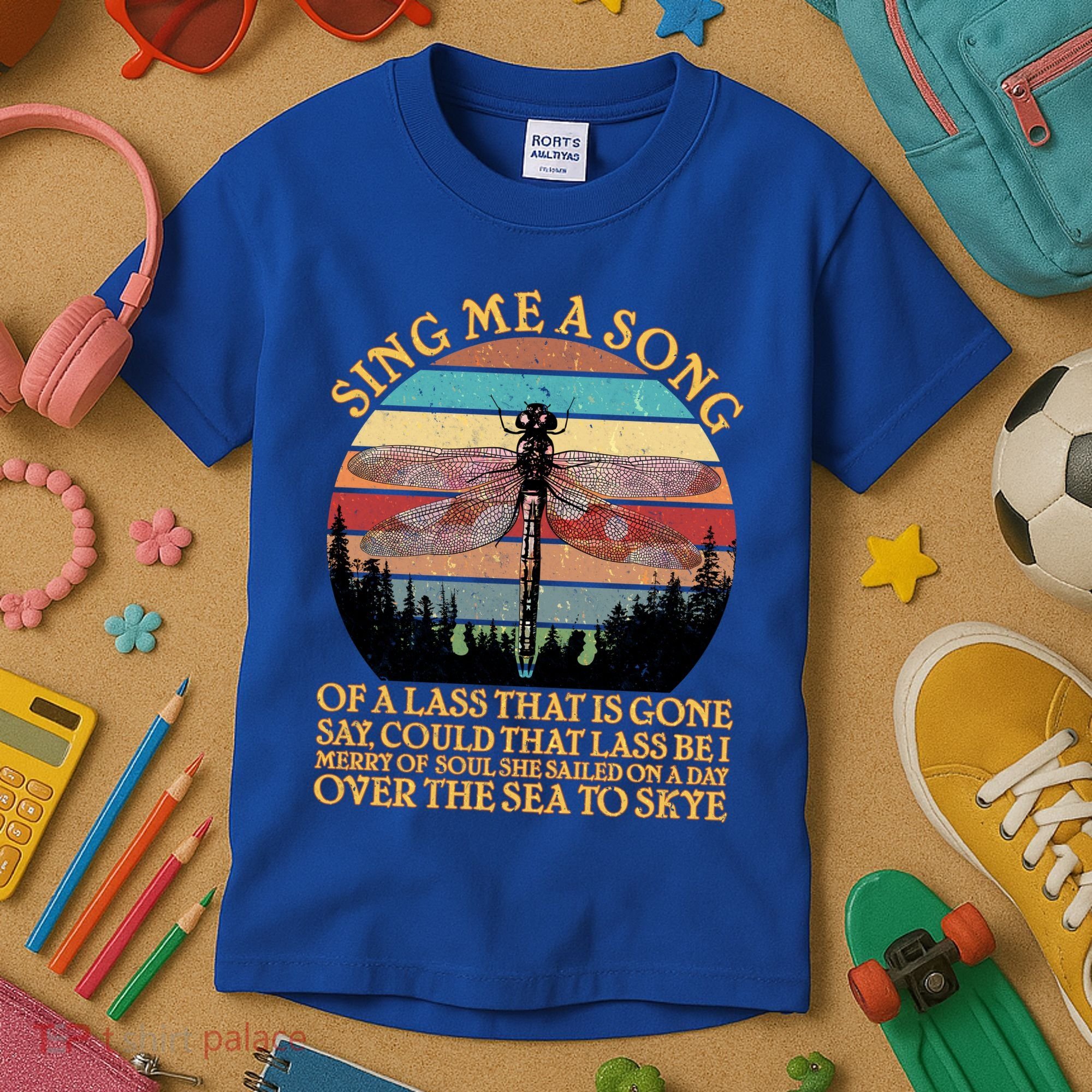 Retro Say Me A Song Dragonfly Sunset Kids T-Shirt