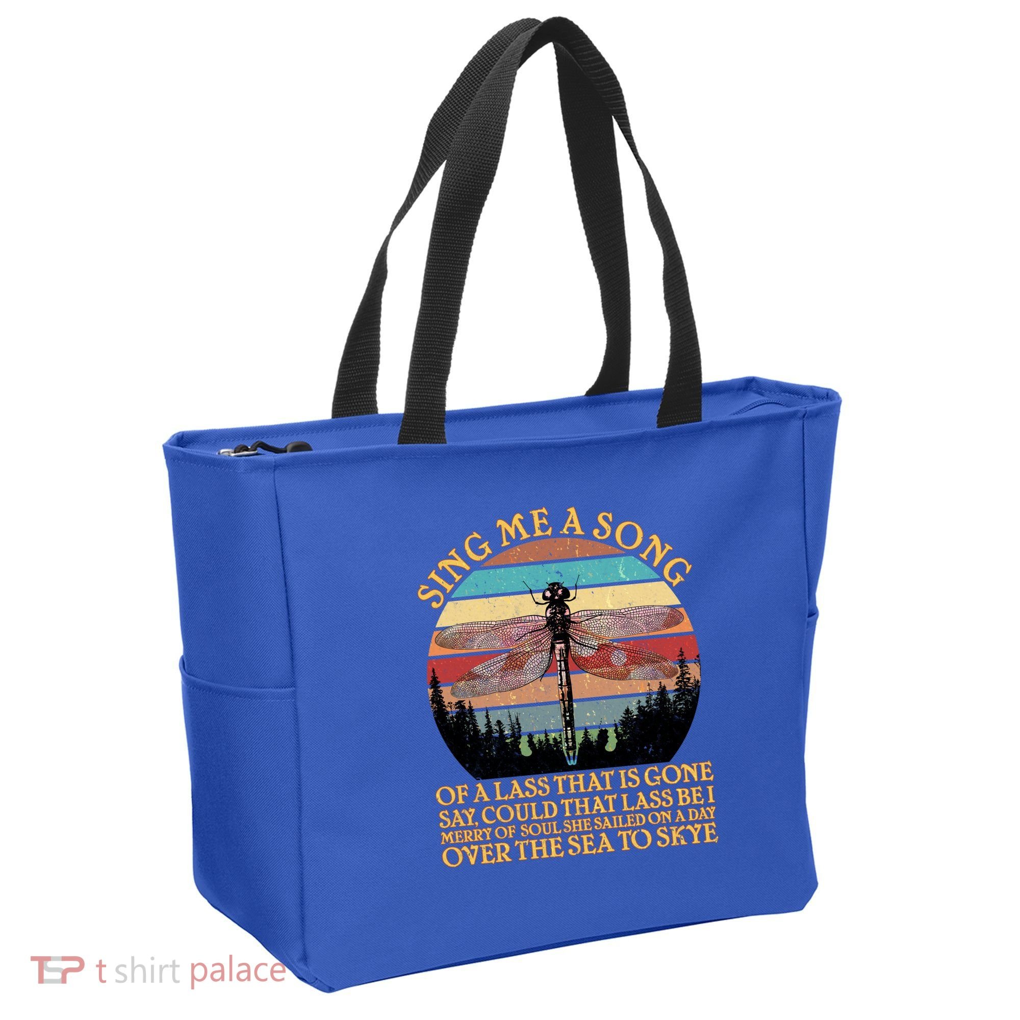 Retro Say Me A Song Dragonfly Sunset Tote Bag