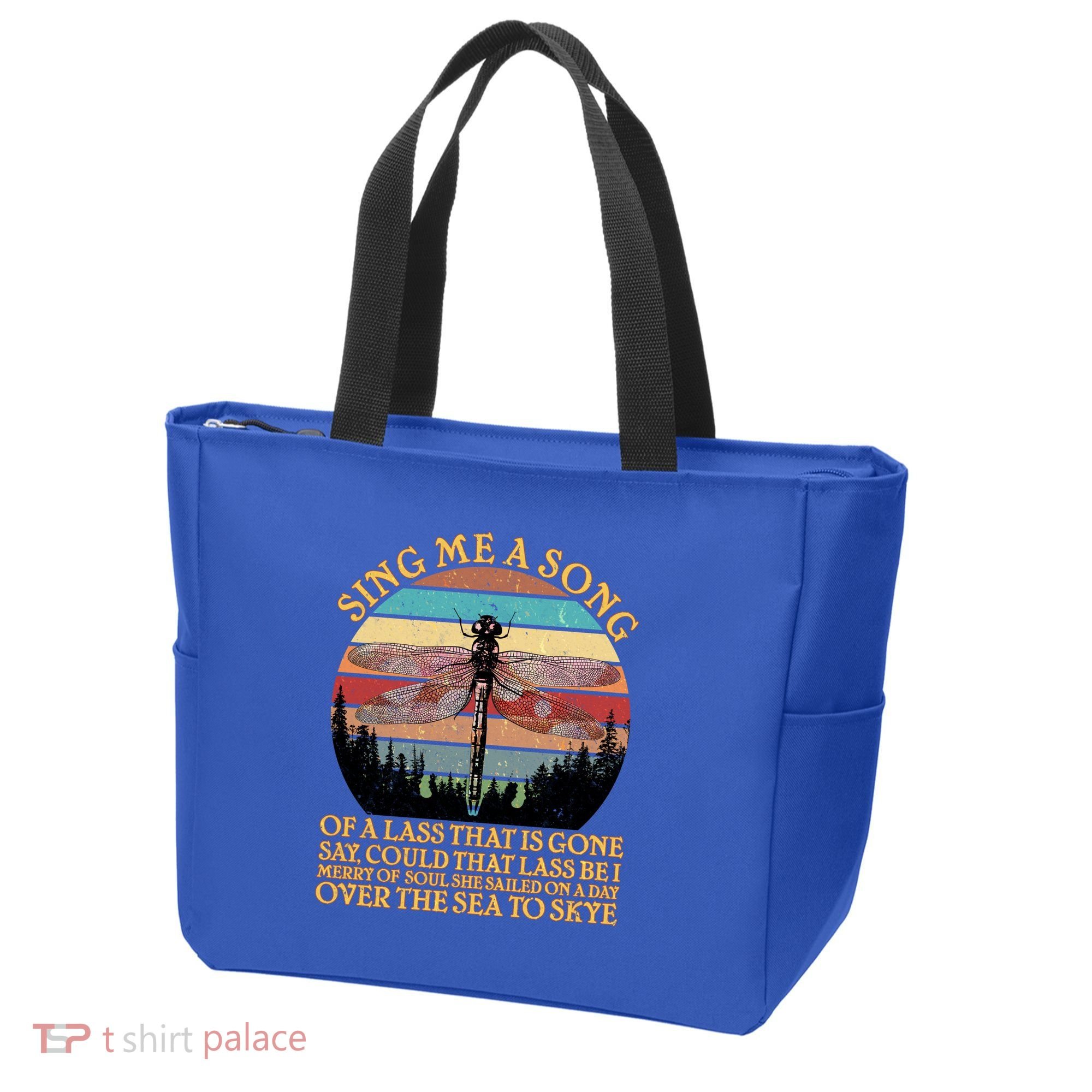 Retro Say Me A Song Dragonfly Sunset Tote Bag