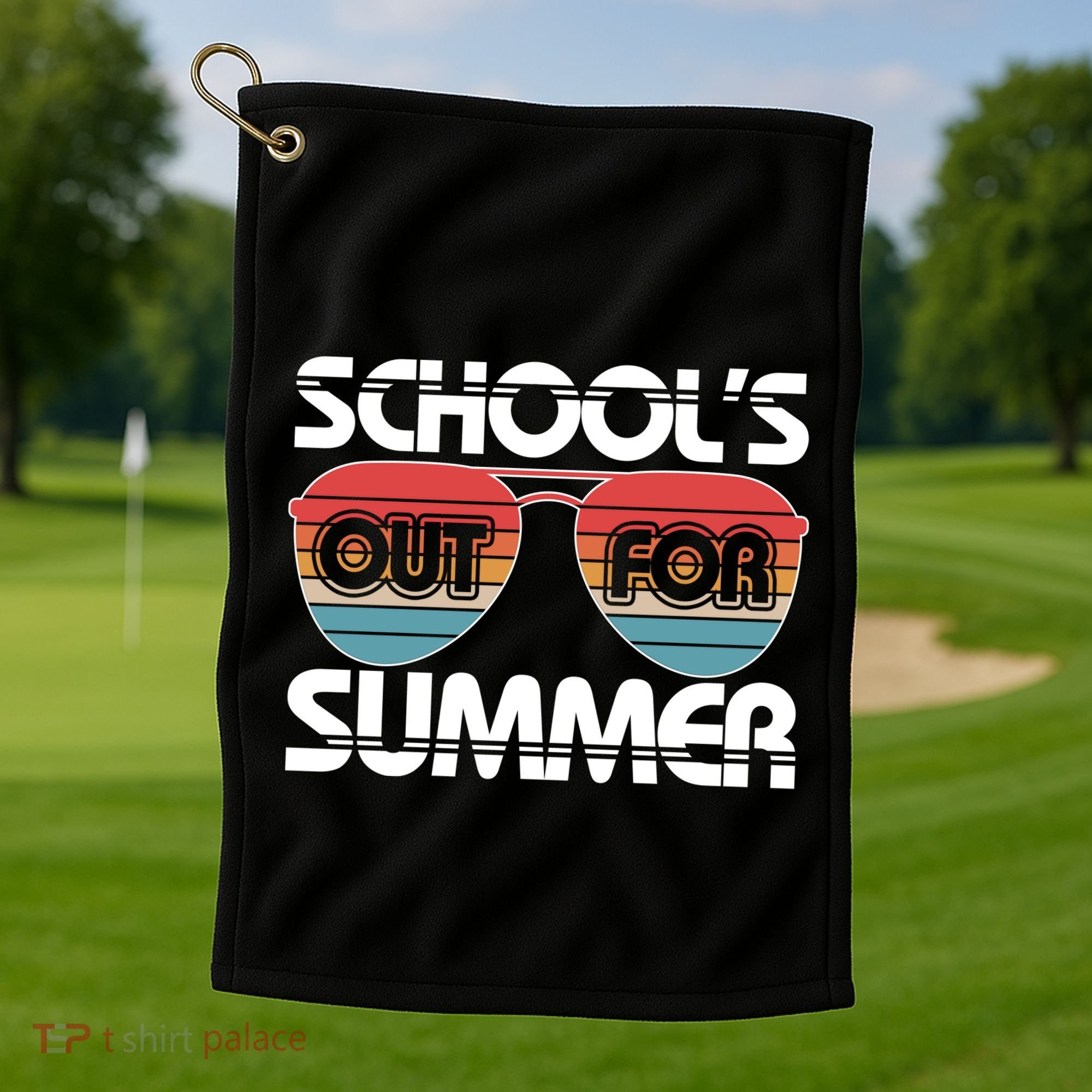 Retro School's Out For Summer Aviator Sunglasses Golf Towel