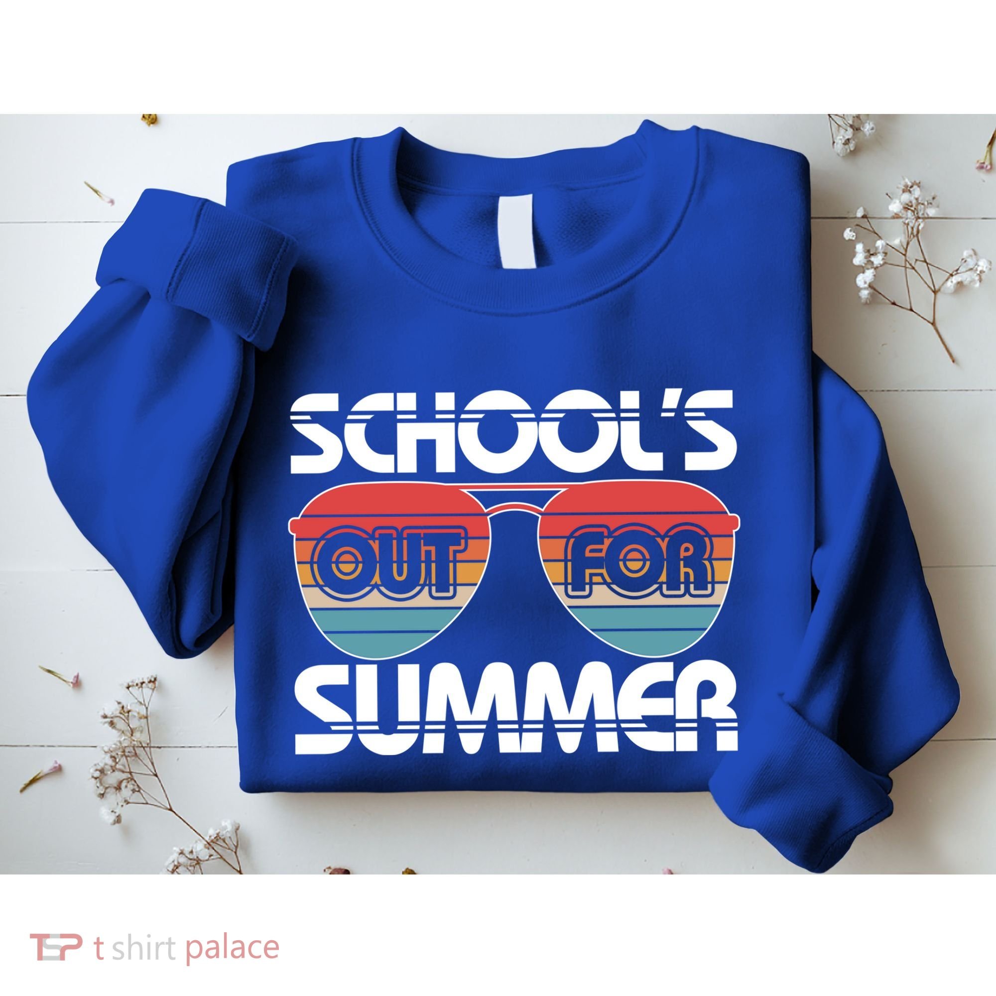 Retro School's Out For Summer Aviator Sunglasses Sweatshirt