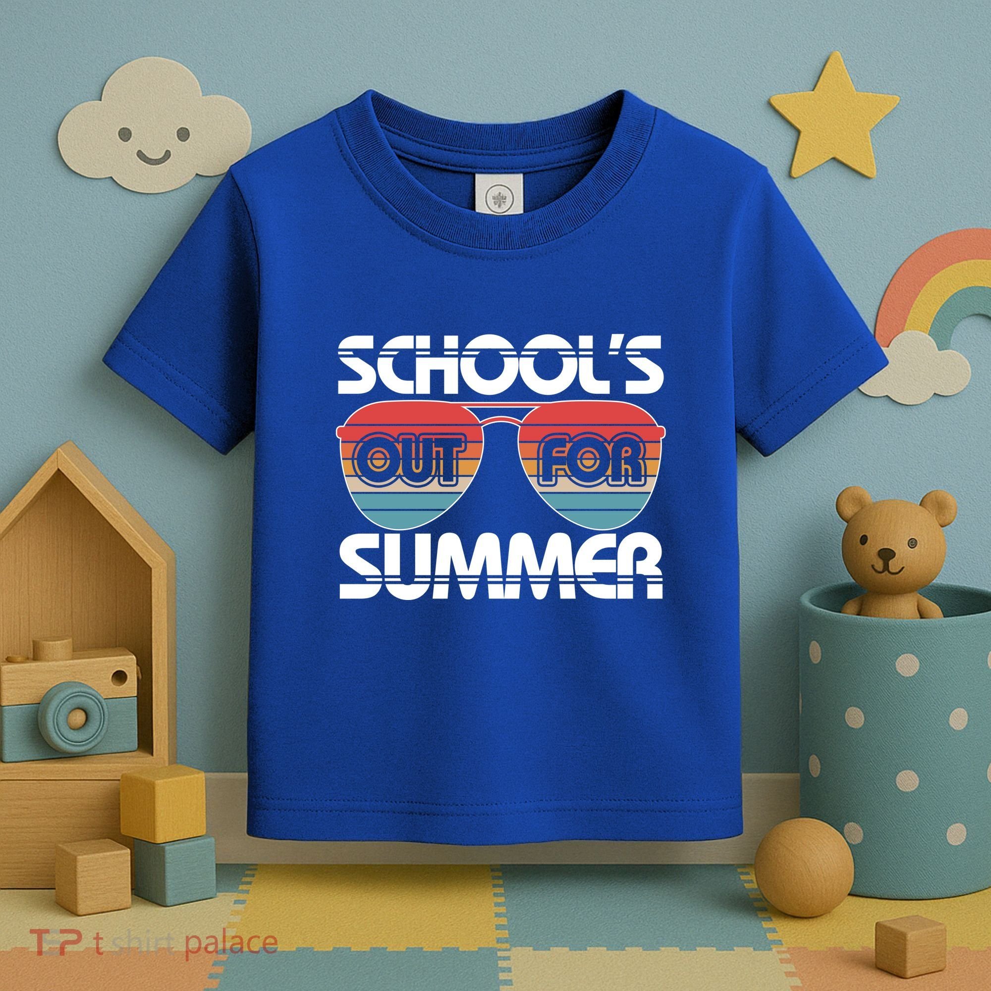 Retro School's Out For Summer Aviator Sunglasses Toddler T-Shirt