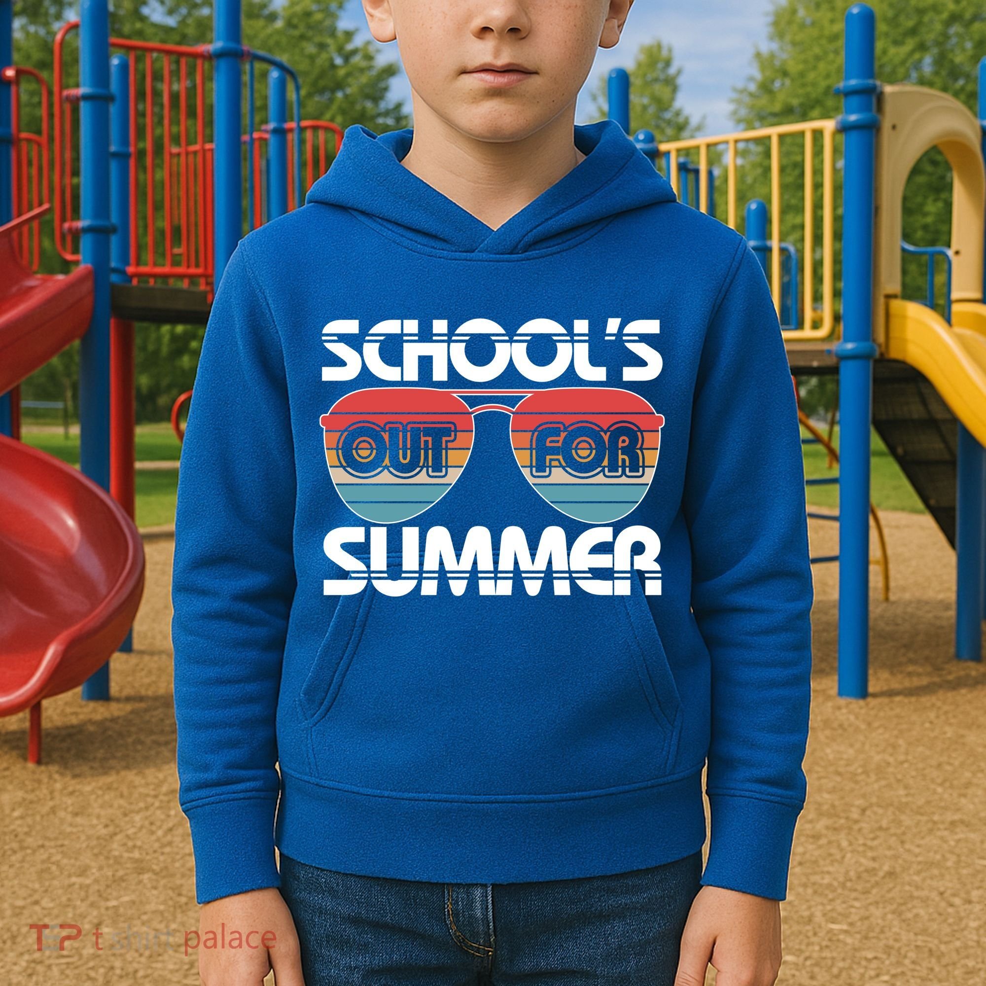 Retro School's Out For Summer Aviator Sunglasses Kids Hoodie