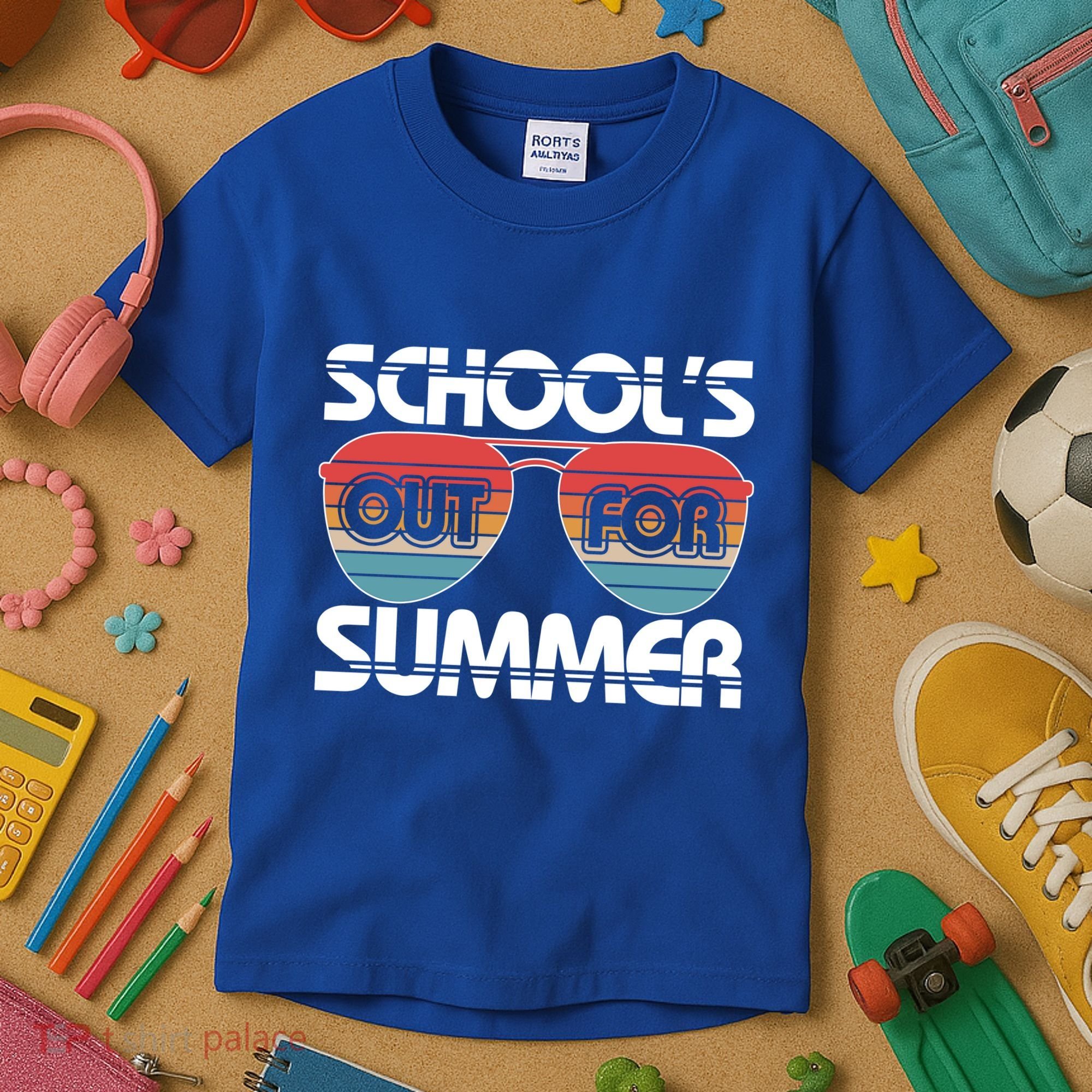 Retro School's Out For Summer Aviator Sunglasses Kids T-Shirt