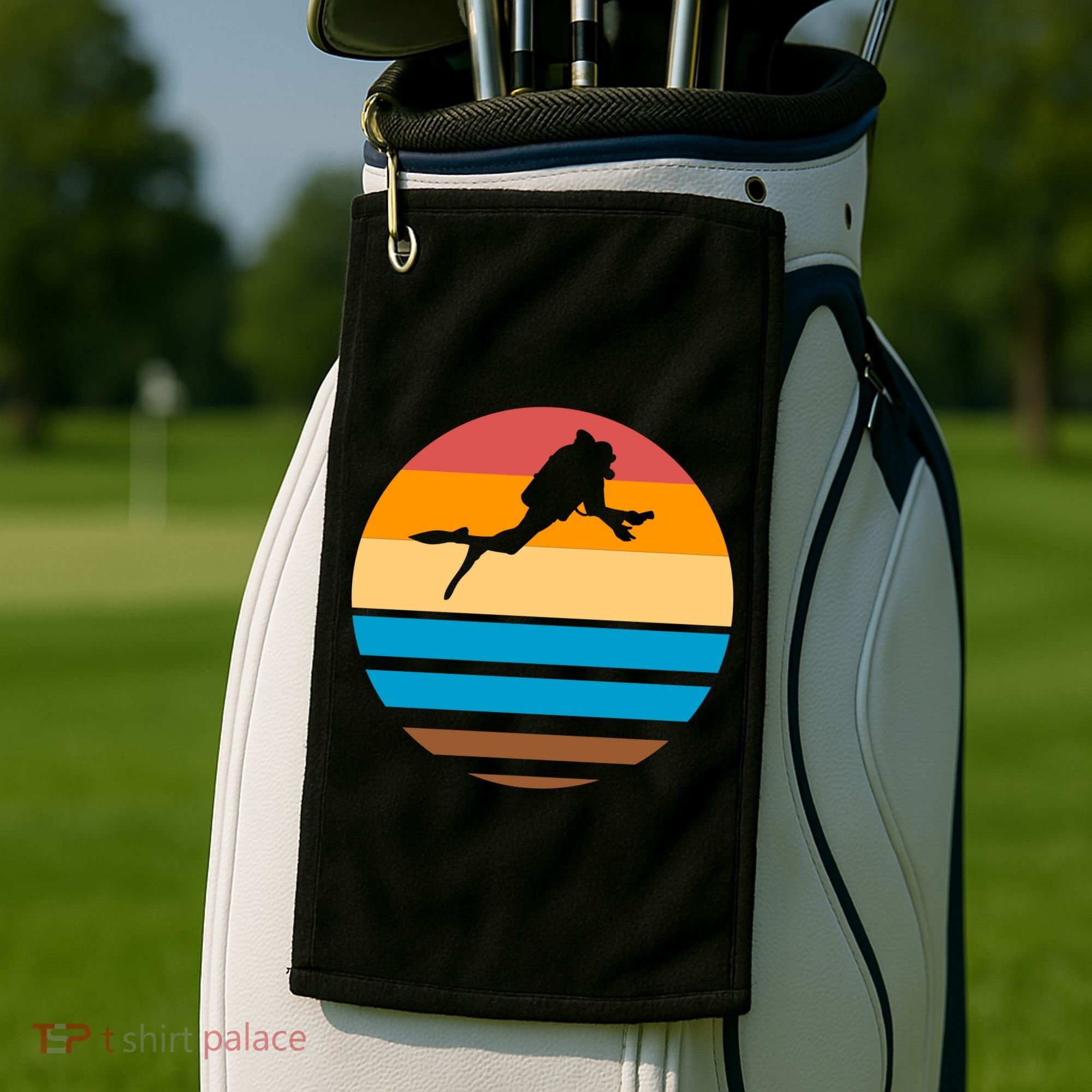 Retro Scuba Diving Golf Towel