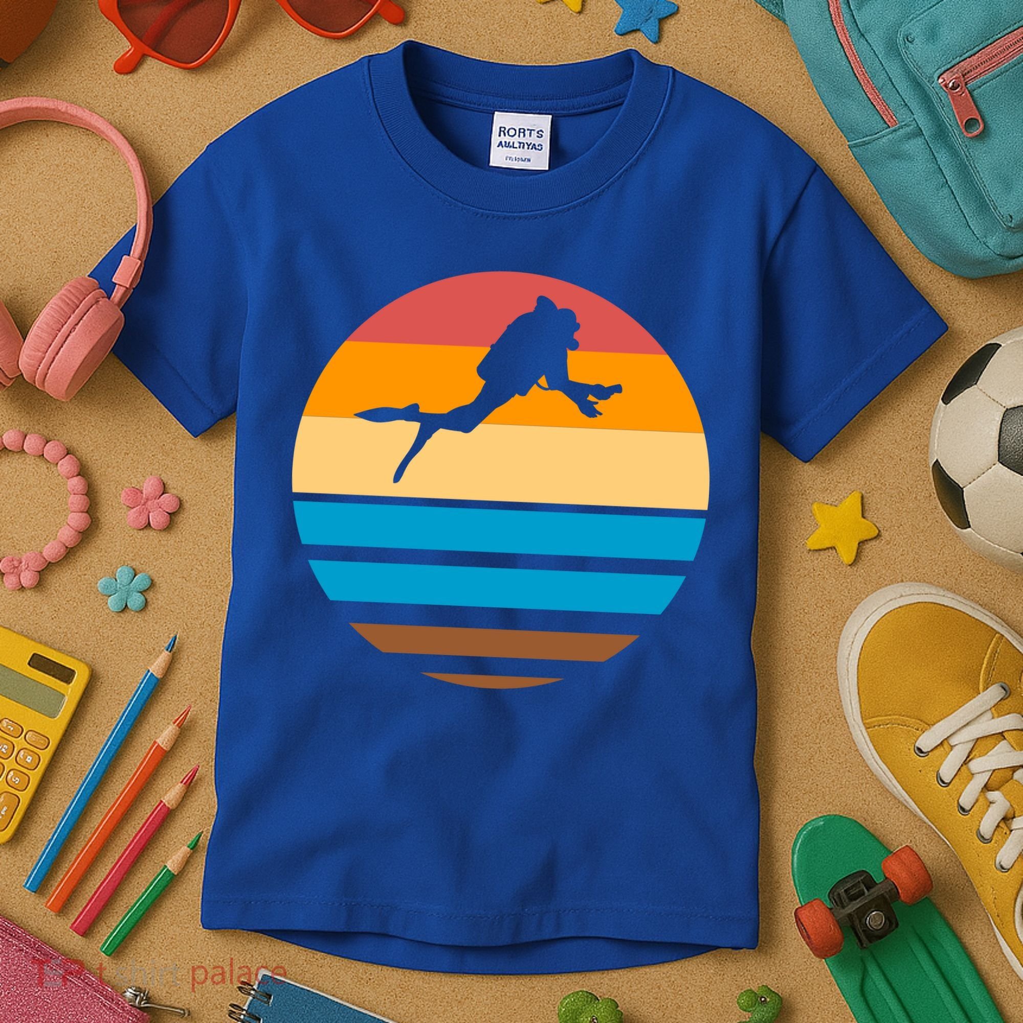 Retro Scuba Diving Kids T-Shirt