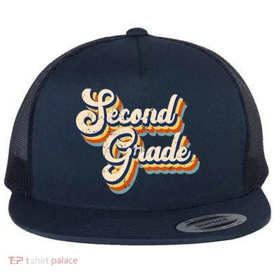 Retro Second Grade Logo Flat Bill Trucker Hat