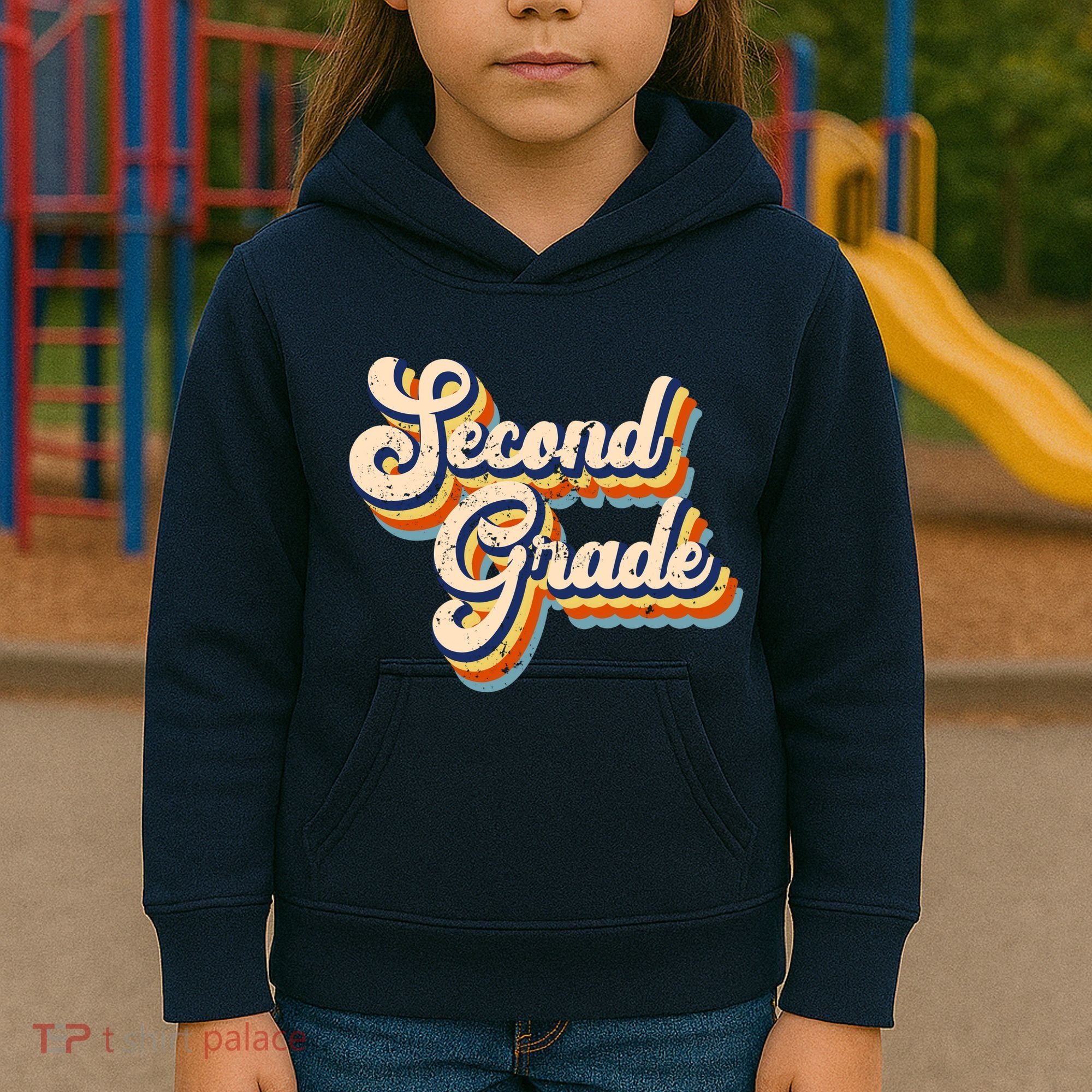 Retro Second Grade Logo Kids Hoodie