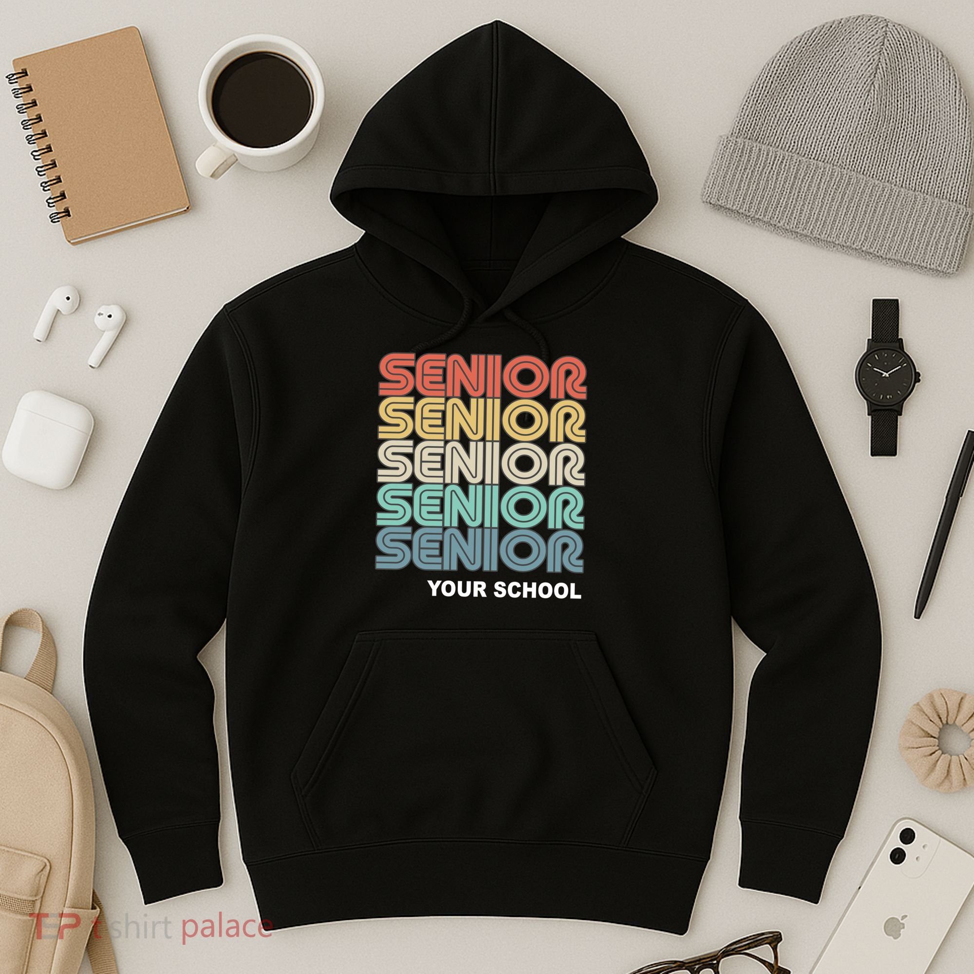 Retro Seniors Graduation Custom School Name Hoodie
