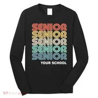 Retro Seniors Graduation Custom School Name Long Sleeve Shirt thumb 0