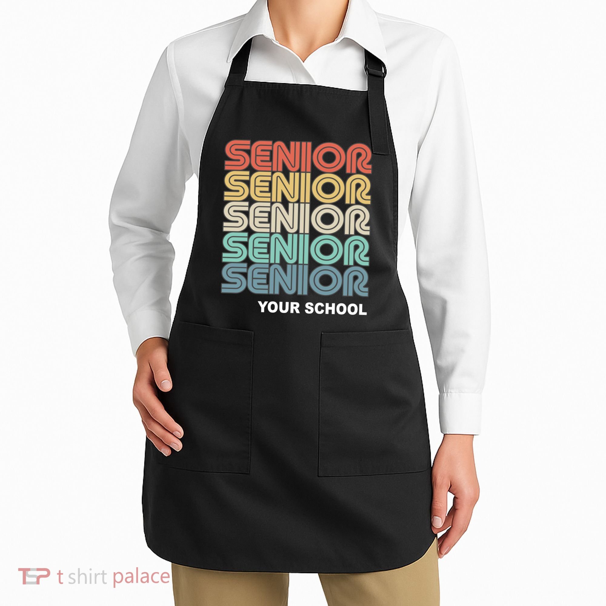 Retro Seniors Graduation Custom School Name Apron
