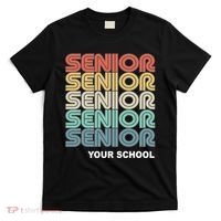 Retro Seniors Graduation Custom School Name T-Shirt thumb 0
