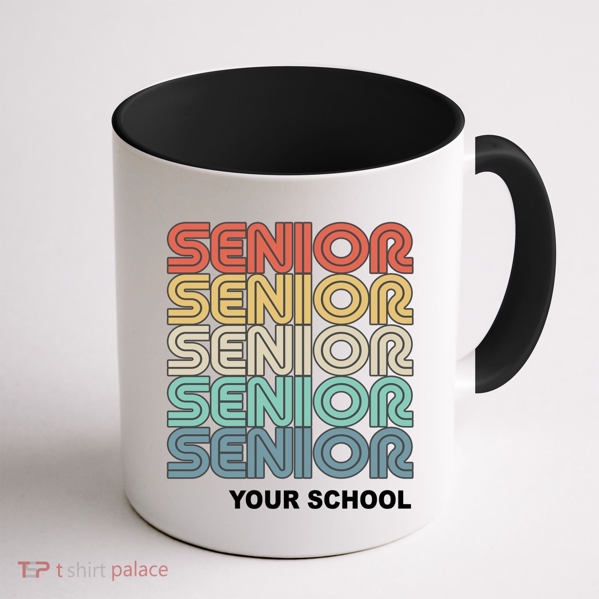 Retro Seniors Graduation Custom School Name Coffee Mug