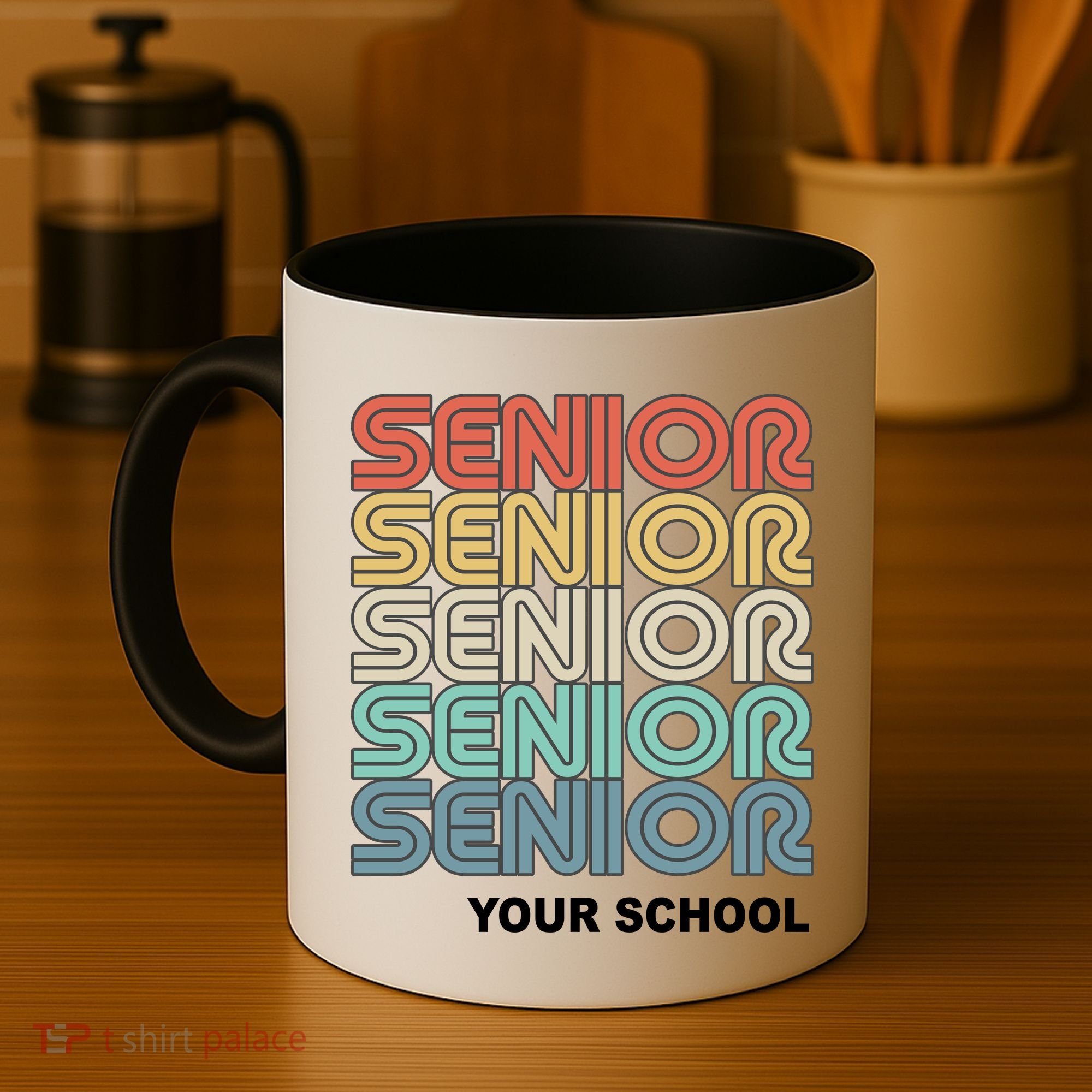 Retro Seniors Graduation Custom School Name Coffee Mug