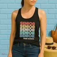 Retro Seniors Graduation Custom School Name Women's Tank Top thumb 2