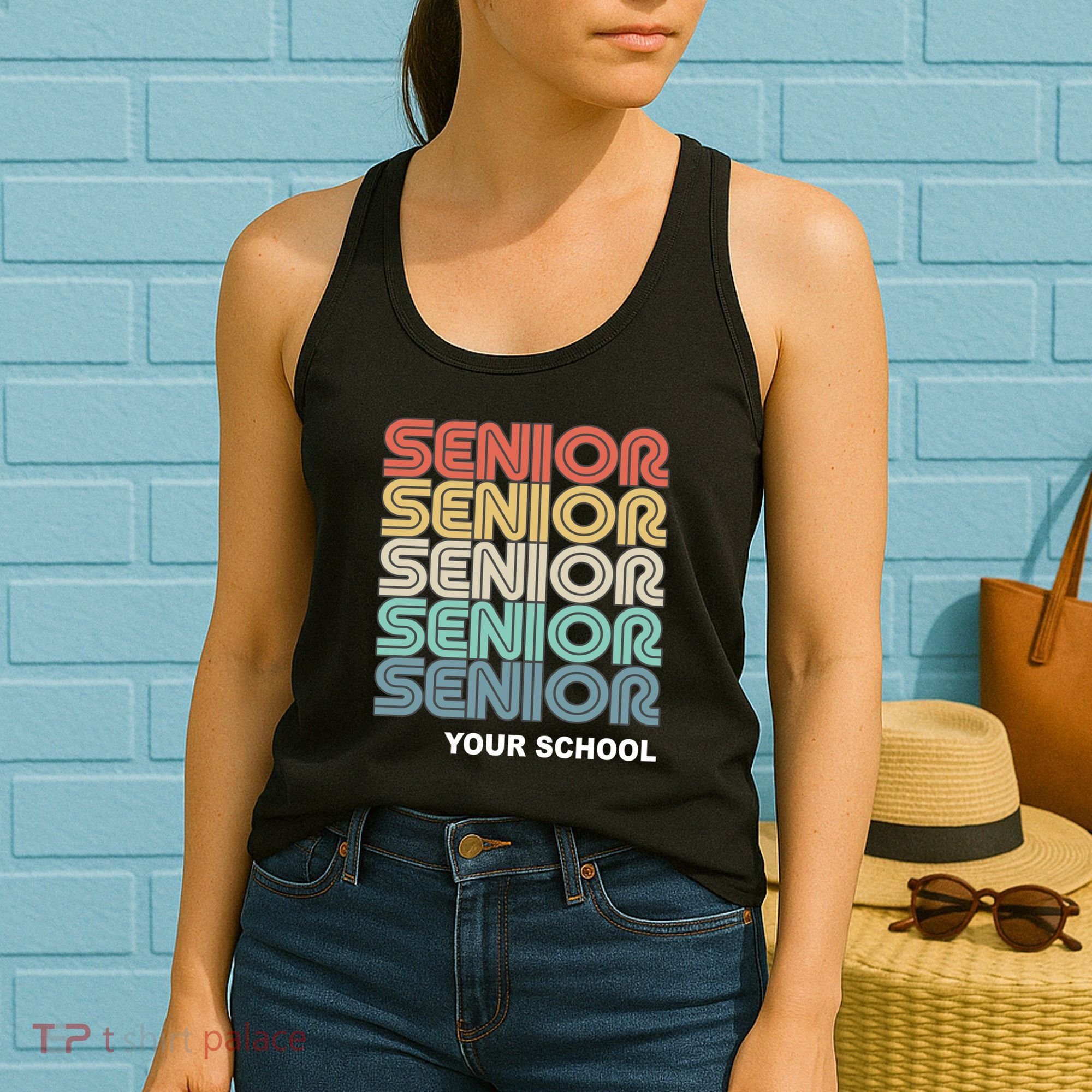 Retro Seniors Graduation Custom School Name Women's Tank Top
