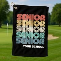Retro Seniors Graduation Custom School Name Golf Towel thumb 1