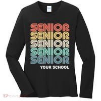 Retro Seniors Graduation Custom School Name Women's Long Sleeve Shirt thumb 0