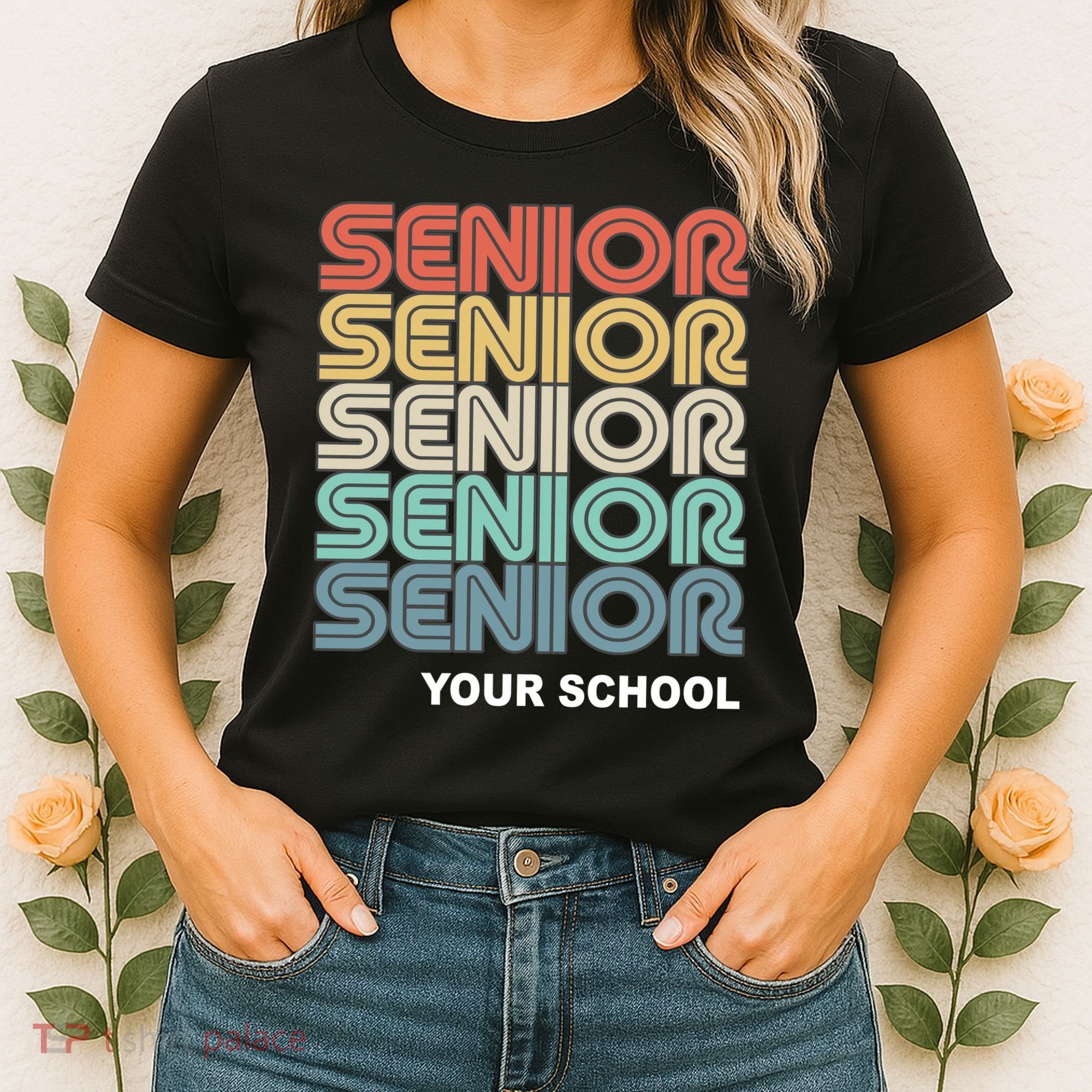 Retro Seniors Graduation Custom School Name Women's T-Shirt