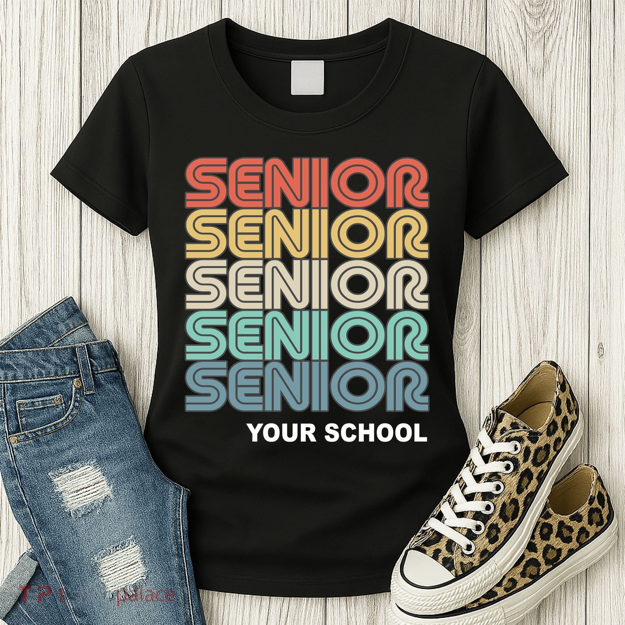 Retro Seniors Graduation Custom School Name Women's T-Shirt