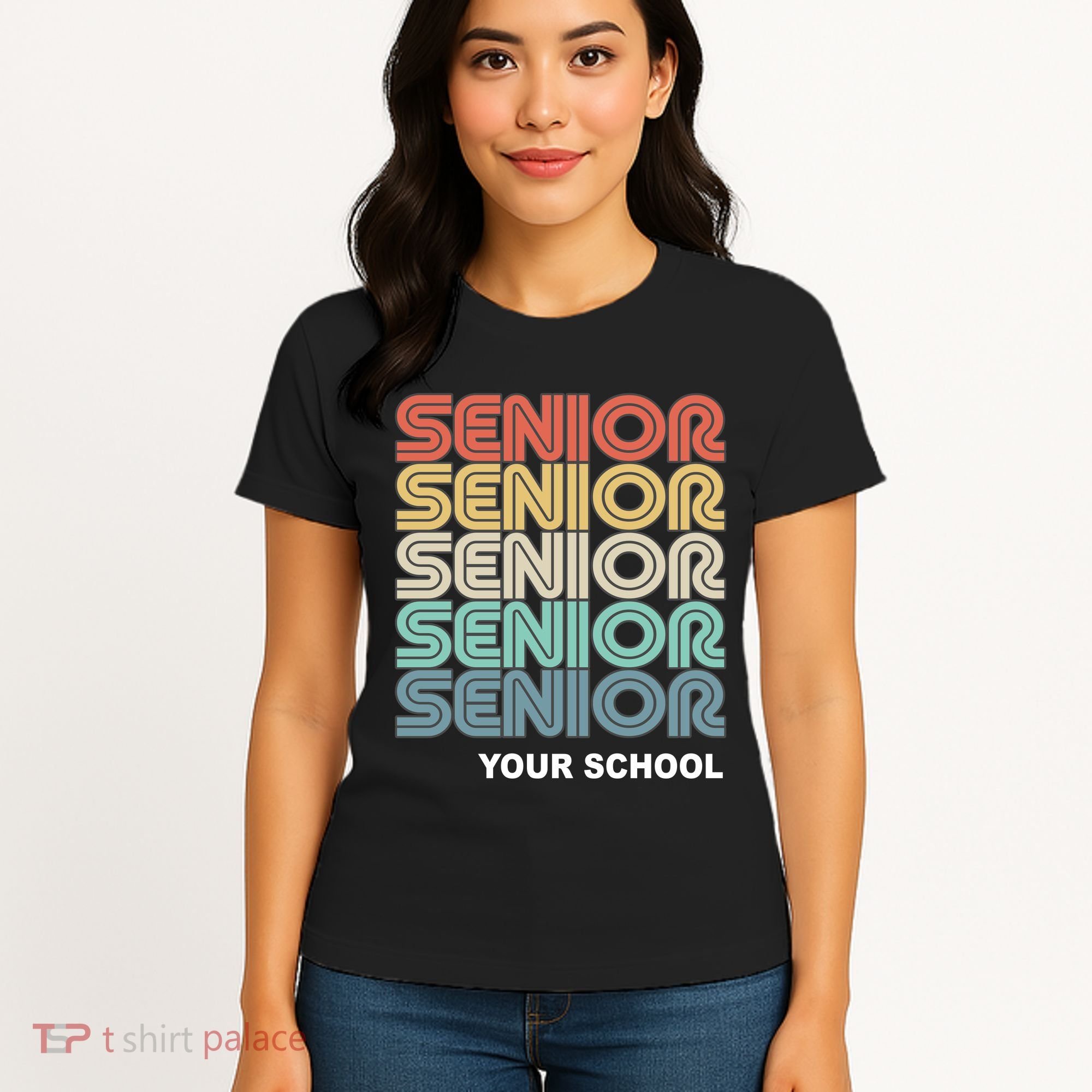 Retro Seniors Graduation Custom School Name Women's T-Shirt