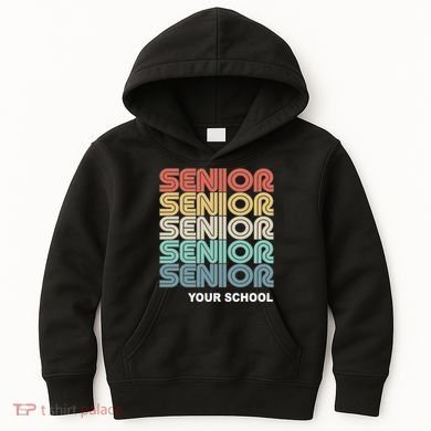 Retro Seniors Graduation Custom School Name Kids Hoodie