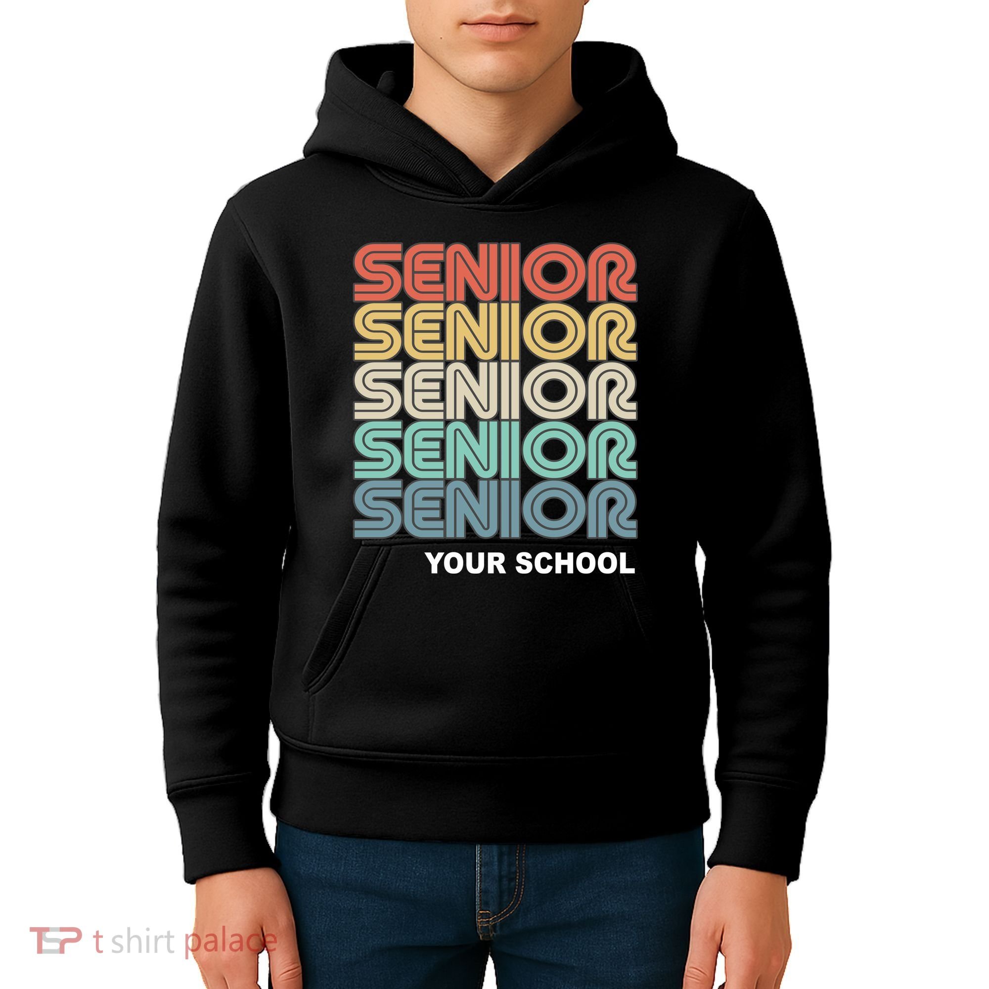 Retro Seniors Graduation Custom School Name Kids Hoodie