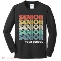 Retro Seniors Graduation Custom School Name Kids Long Sleeve Shirt thumb 0