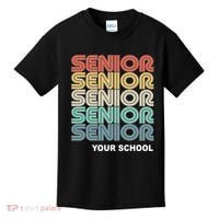 Retro Seniors Graduation Custom School Name Kids T-Shirt thumb 0