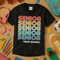 Retro Seniors Graduation Custom School Name Kids T-Shirt thumb 3