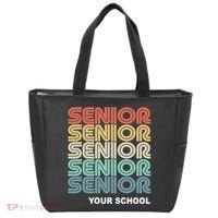 Retro Seniors Graduation Custom School Name Tote Bag thumb 0