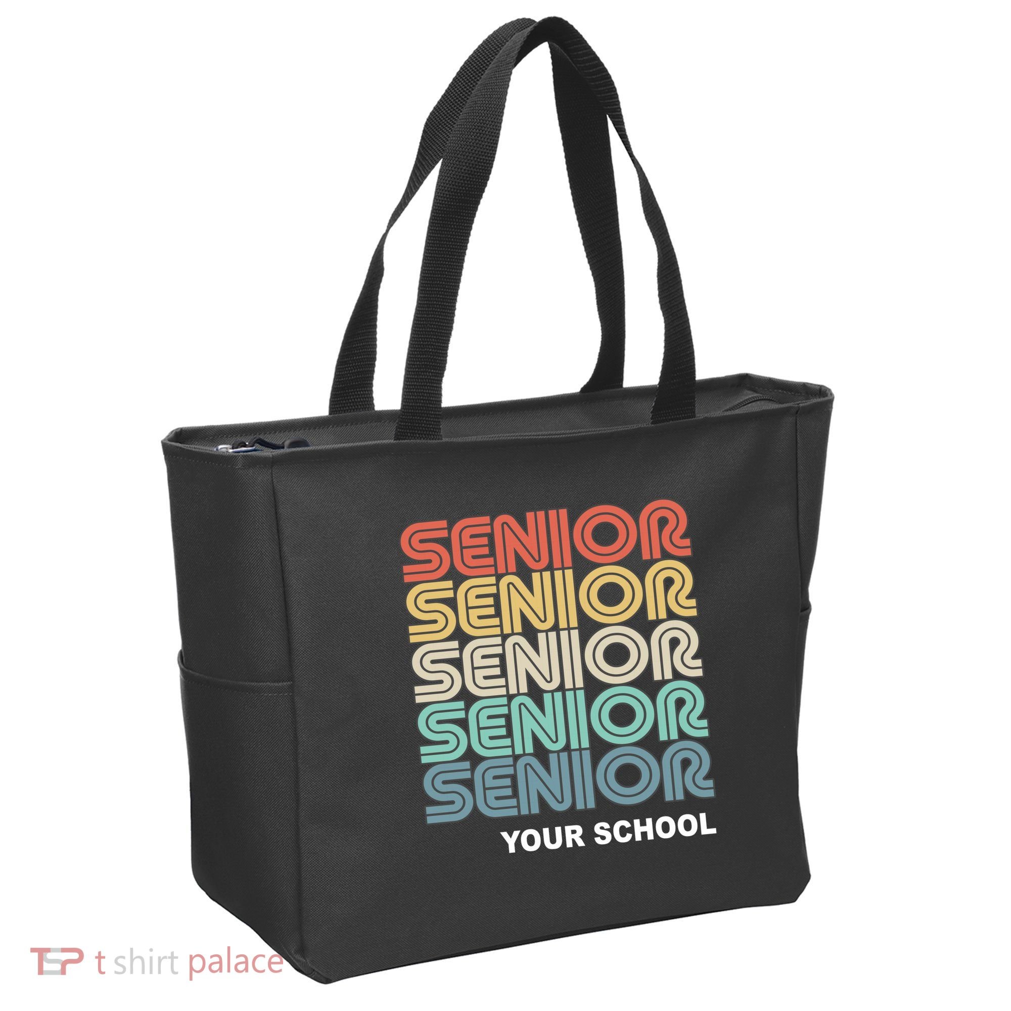 Retro Seniors Graduation Custom School Name Tote Bag
