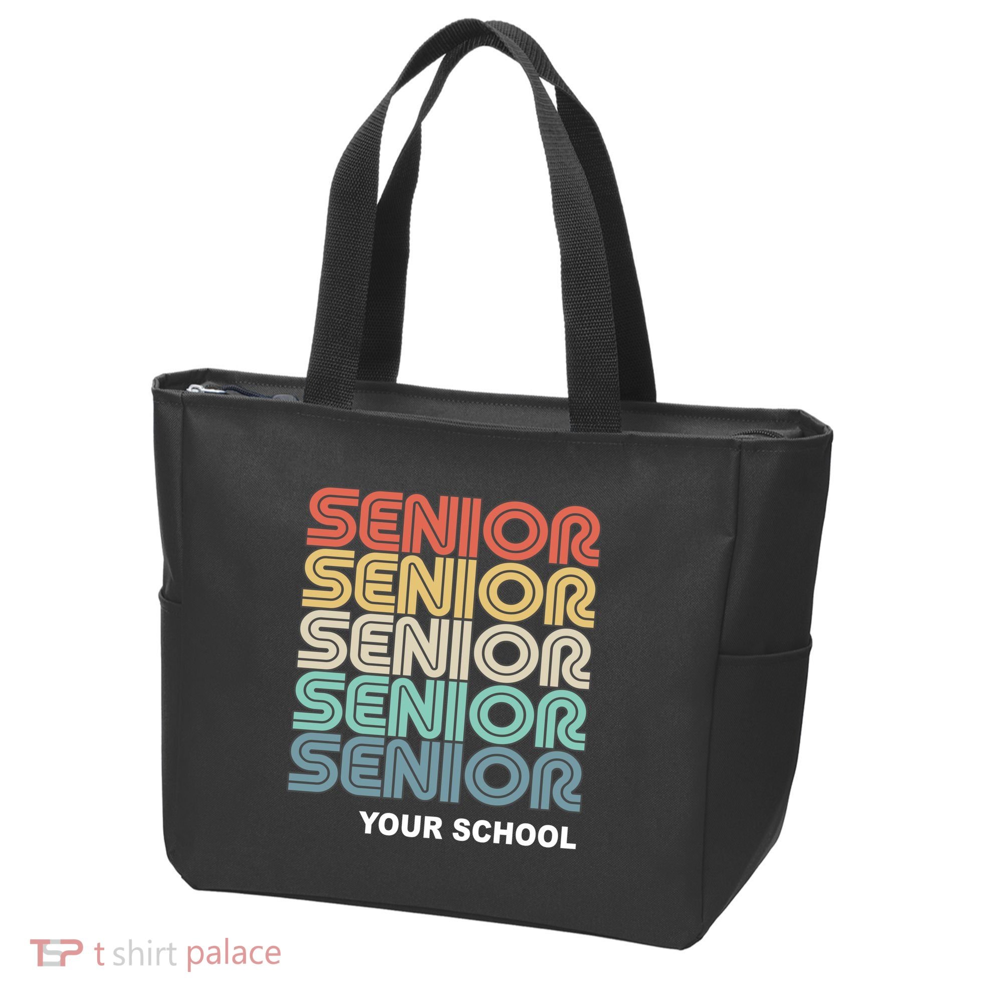 Retro Seniors Graduation Custom School Name Tote Bag