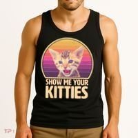 Retro Show Me Your Kitties Funny Meme Tank Top thumb 3