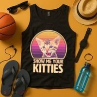 Retro Show Me Your Kitties Funny Meme Tank Top thumb 4