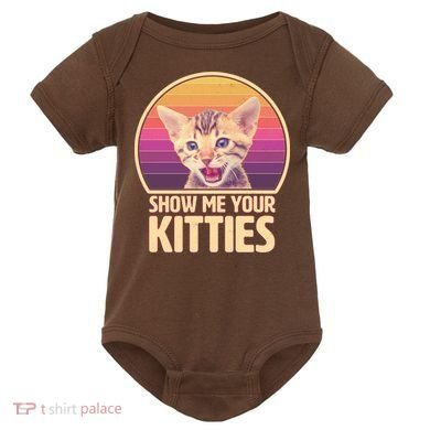 Retro Show Me Your Kitties Funny Meme Baby Bodysuit