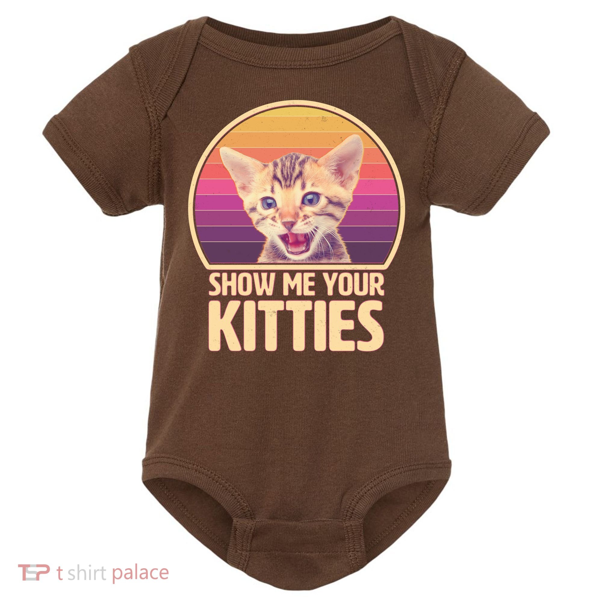 Retro Show Me Your Kitties Funny Meme Baby Bodysuit