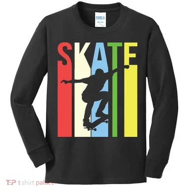 Retro Skate Logo Kids Long Sleeve Shirt