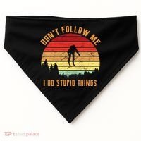 Retro Skiing Don't Follow Me I Do Stupid Things USA-Made Doggie Bandana thumb 0